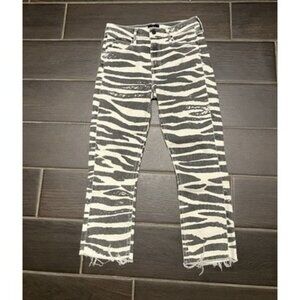 Women’s Mother The Mid Rise Dazzler Ankle Pants Zebra Print Size 25” Waist